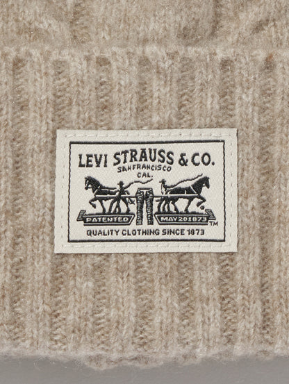 ケーブルニットバックパッチビーニー