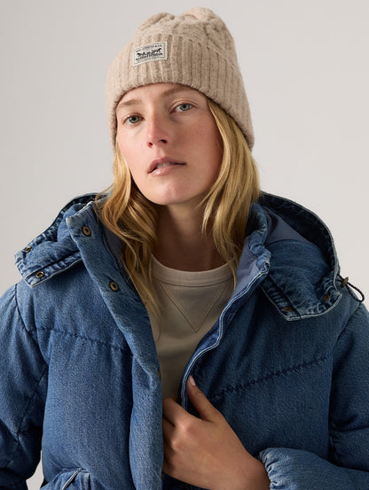 ケーブルニットバックパッチビーニー