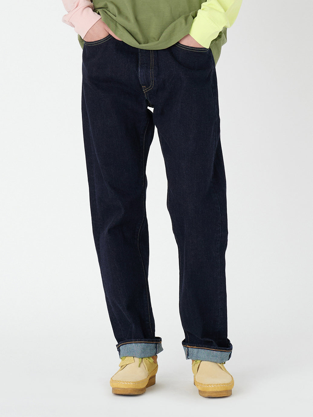 505™ レギュラーフィット ダークインディゴ PREMIUM INDIGO, 身長：184cm　ウエスト：68cm　ヒップ：89cm　着用サイズ：34inch