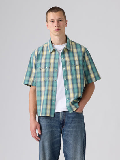 SS BOXY WESTERN Harryson Shadow Plaid MINERAL BLUE