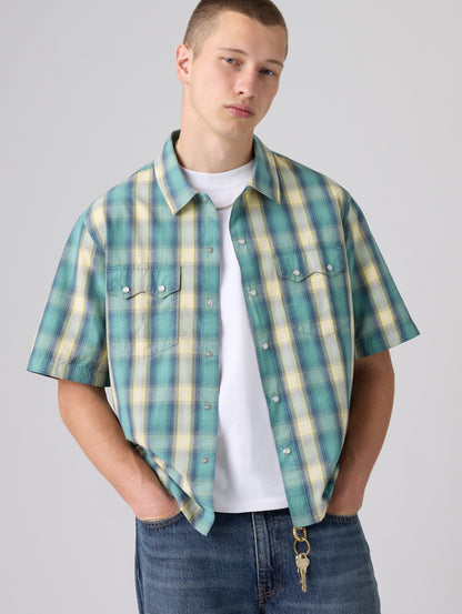 SS BOXY WESTERN Harryson Shadow Plaid MINERAL BLUE