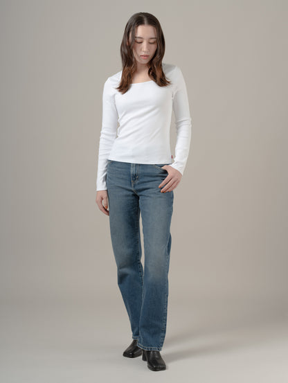 エッセンシャル スクエアネック ロングスリーブ Tシャツ