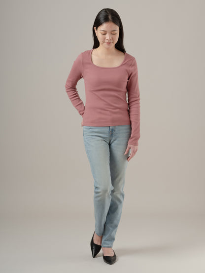 エッセンシャル スクエアネック ロングスリーブ Tシャツ