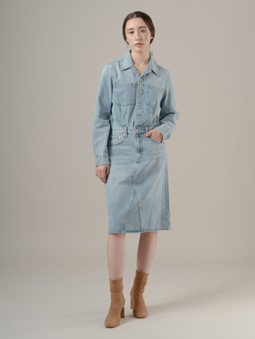 Aラインデニムウエスタンドレス