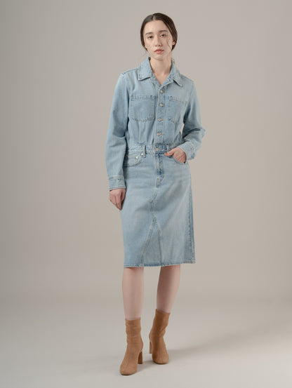 Aラインデニムウエスタンドレス