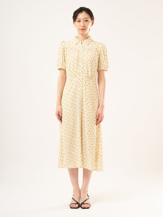 Rosa ショートスリーブ ミディカラー ドレス