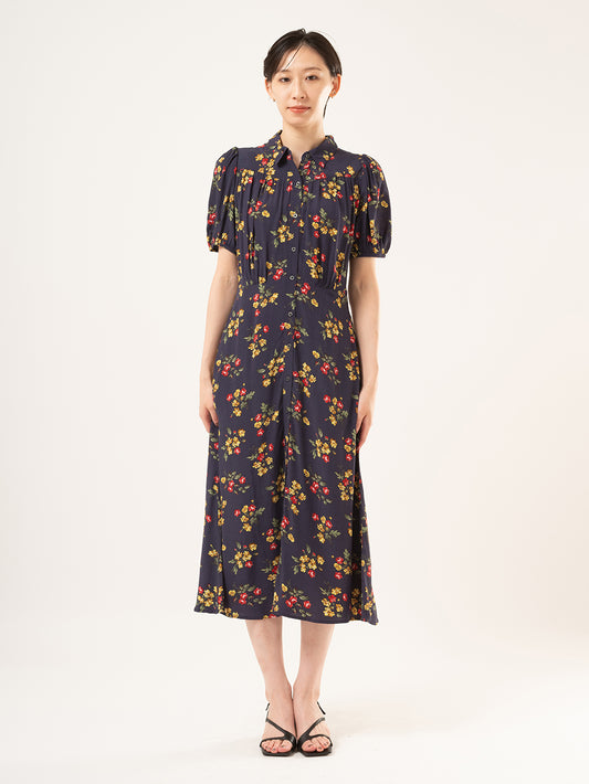 Rosa ショートスリーブ ミディカラー ドレス