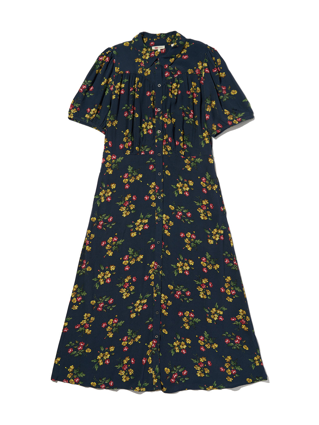 Rosa ショートスリーブ ミディカラー ドレス