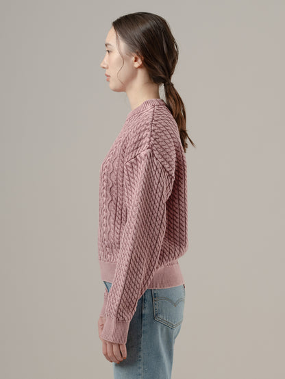 LEILAH ケーブルクルーネックセーター