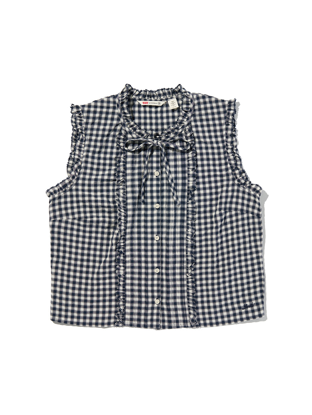 SHELBY SL SLIM BLOUSE Jette Check NAVY BLAZER Plai