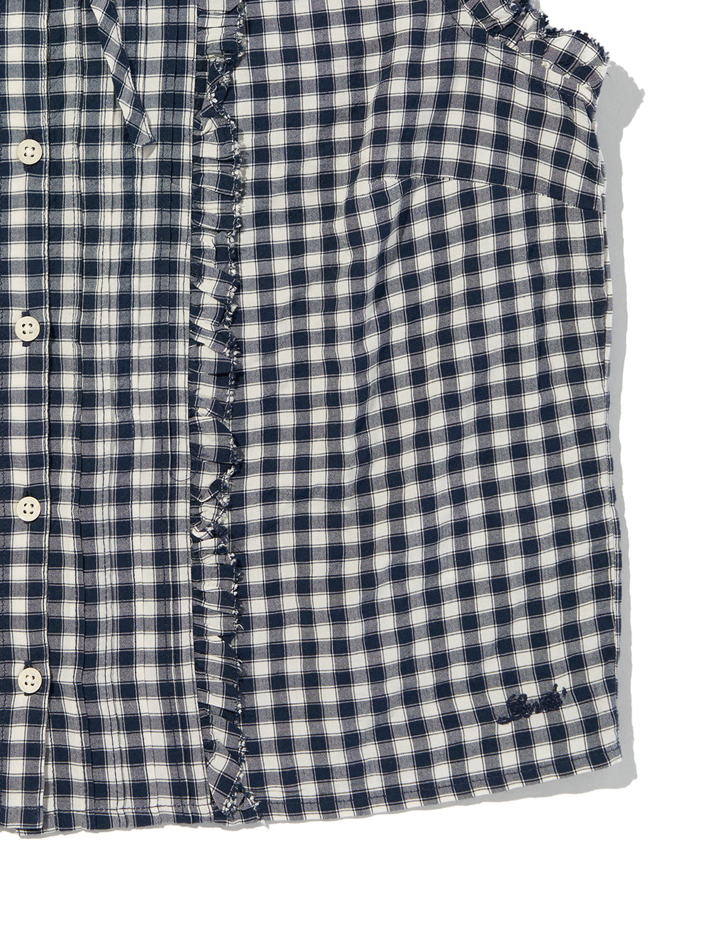 SHELBY SL SLIM BLOUSE Jette Check NAVY BLAZER Plai