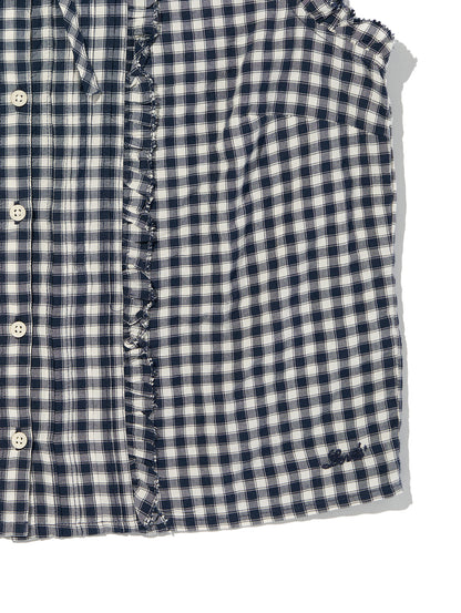 SHELBY SL SLIM BLOUSE Jette Check NAVY BLAZER Plai