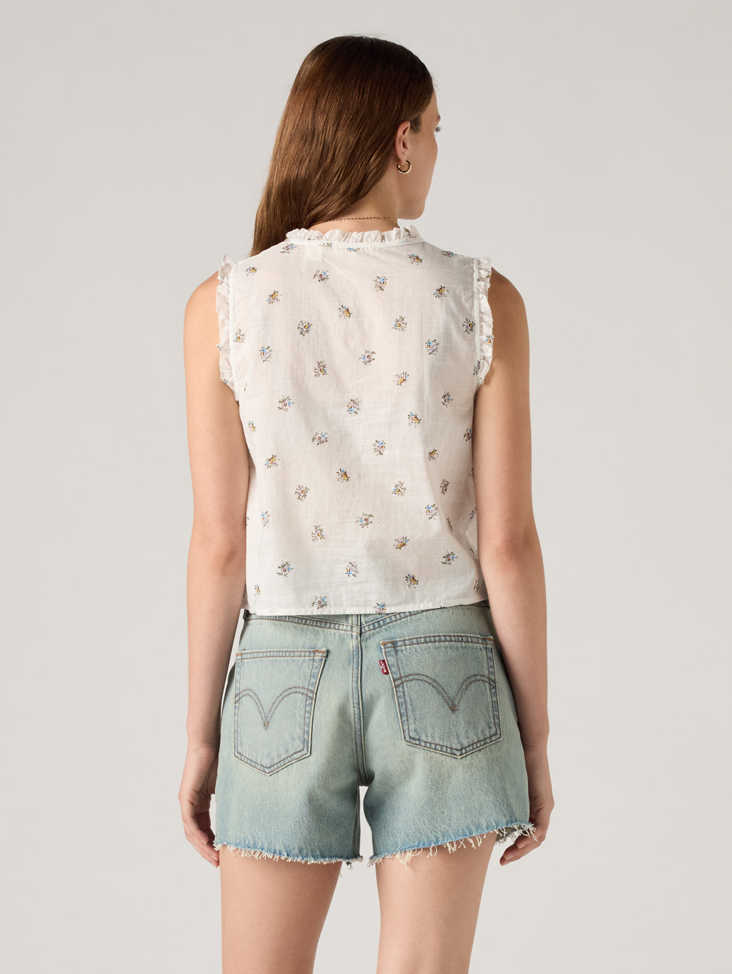 SHELBY SL SLIM BLOUSE Runa Floral EGRET Print COTT