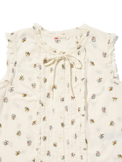 SHELBY SL SLIM BLOUSE Runa Floral EGRET Print COTT