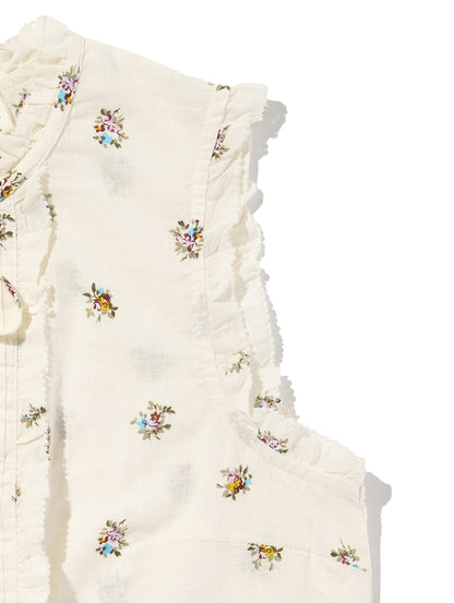 SHELBY SL SLIM BLOUSE Runa Floral EGRET Print COTT