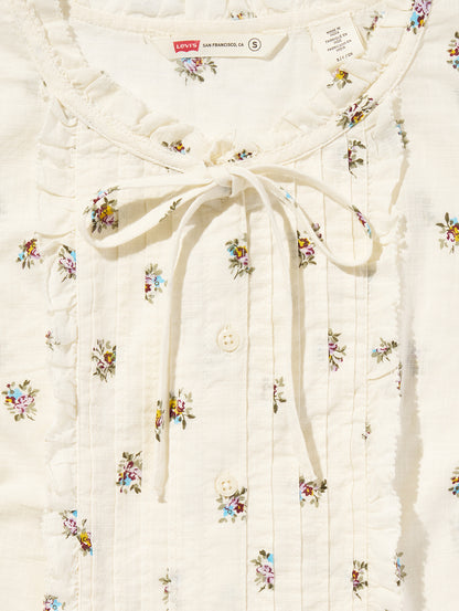 SHELBY SL SLIM BLOUSE Runa Floral EGRET Print COTT