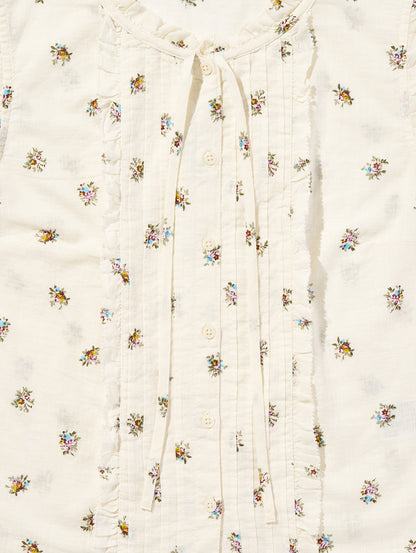 SHELBY SL SLIM BLOUSE Runa Floral EGRET Print COTT