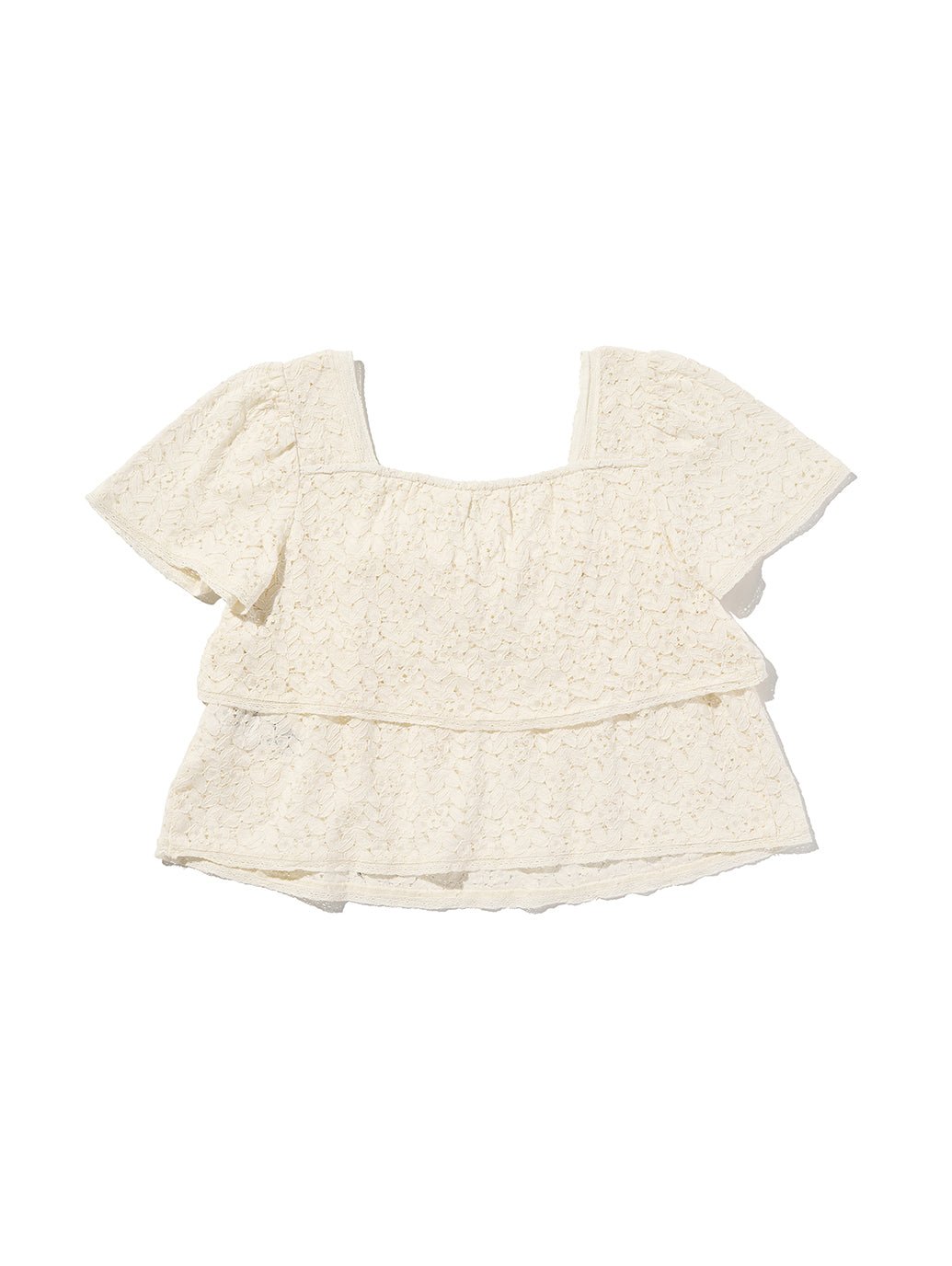 DOM SS LACE BLOUSE EGRET LACE