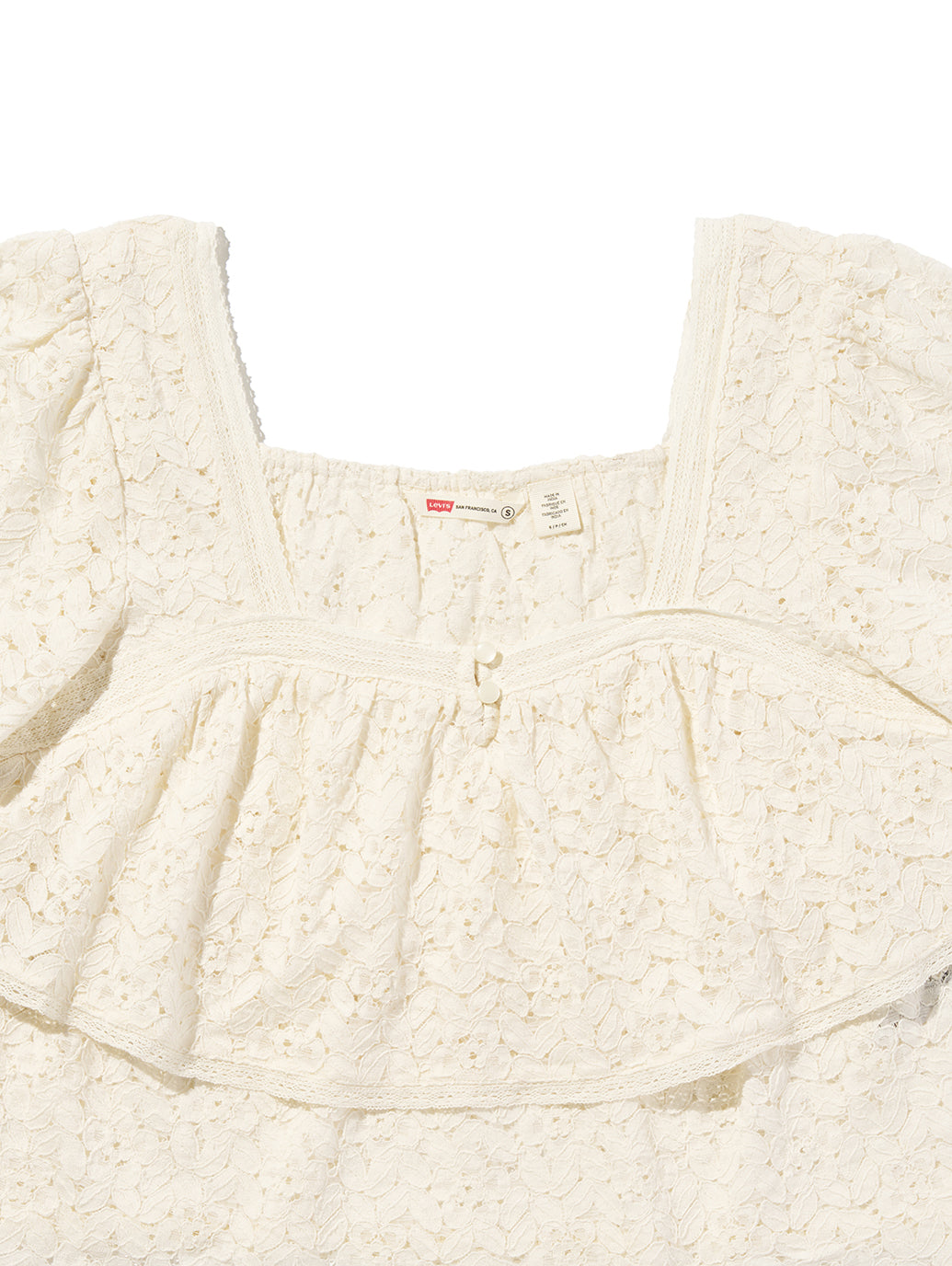 DOM SS LACE BLOUSE EGRET LACE