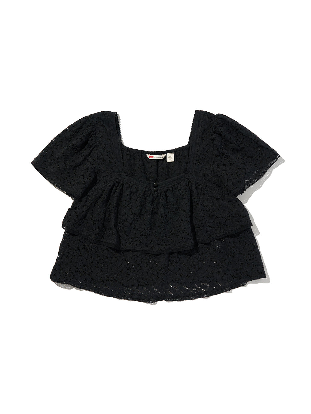 DOM SS LACE BLOUSE ANTHRACITE NIGHT LACE