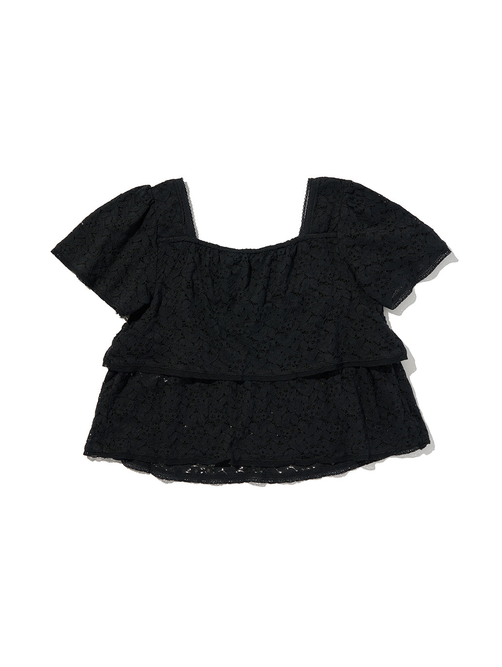 DOM SS LACE BLOUSE ANTHRACITE NIGHT LACE