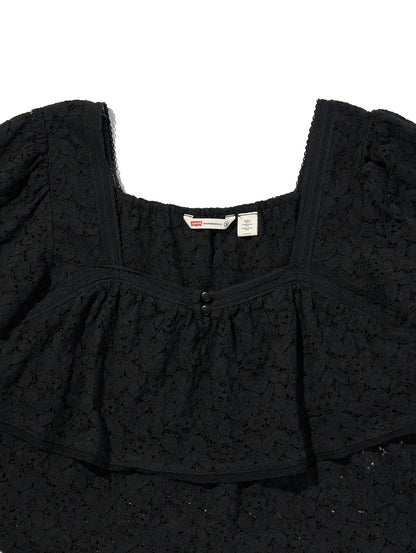 DOM SS LACE BLOUSE ANTHRACITE NIGHT LACE