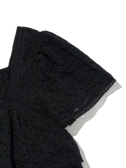 DOM SS LACE BLOUSE ANTHRACITE NIGHT LACE