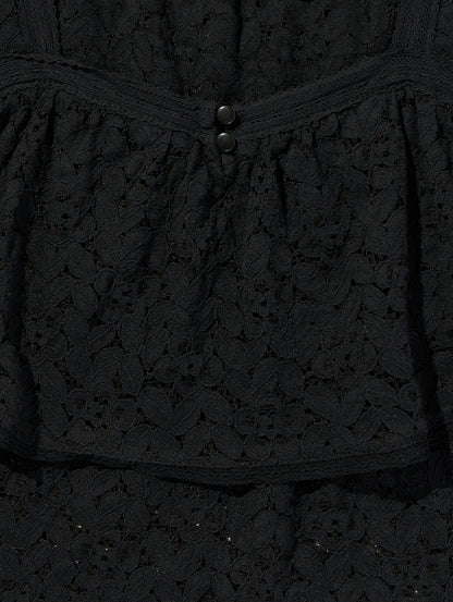 DOM SS LACE BLOUSE ANTHRACITE NIGHT LACE