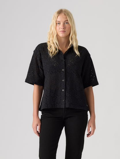 HARLIE SS LACE SHIRT ANTHRACITE NIGHT