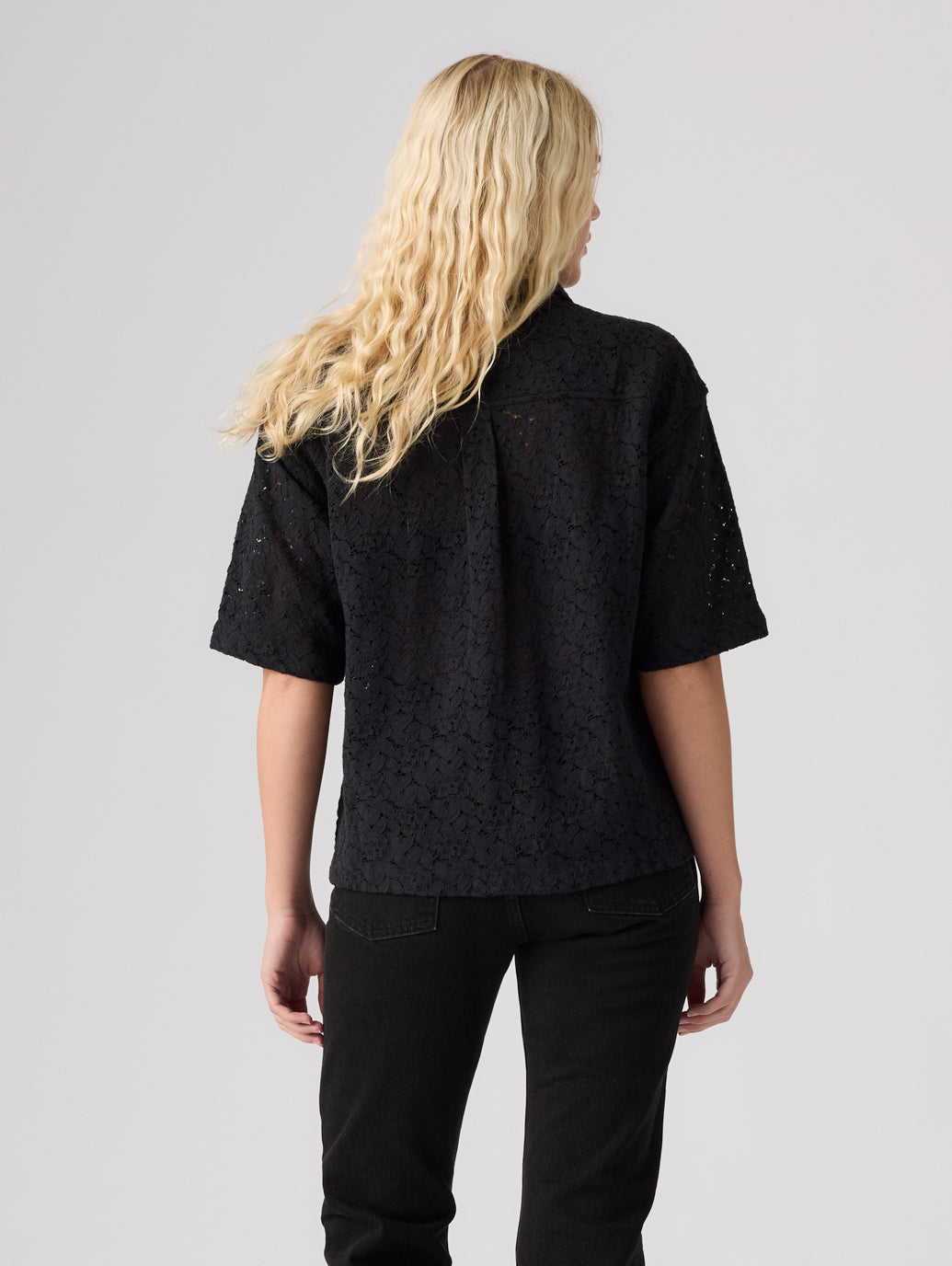 HARLIE SS LACE SHIRT ANTHRACITE NIGHT