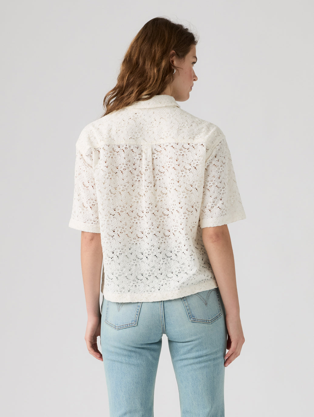 HARLIE SS LACE SHIRT EGRET