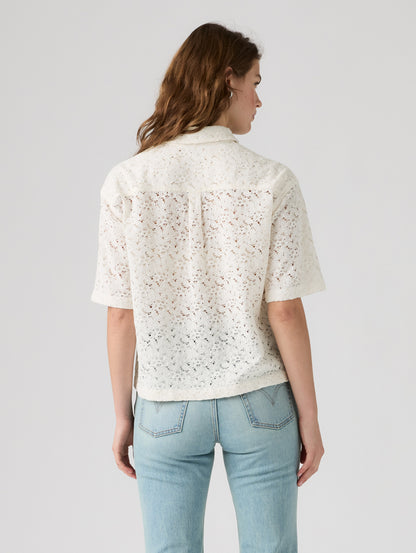HARLIE SS LACE SHIRT EGRET