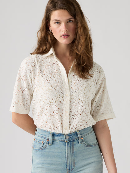 HARLIE SS LACE SHIRT EGRET