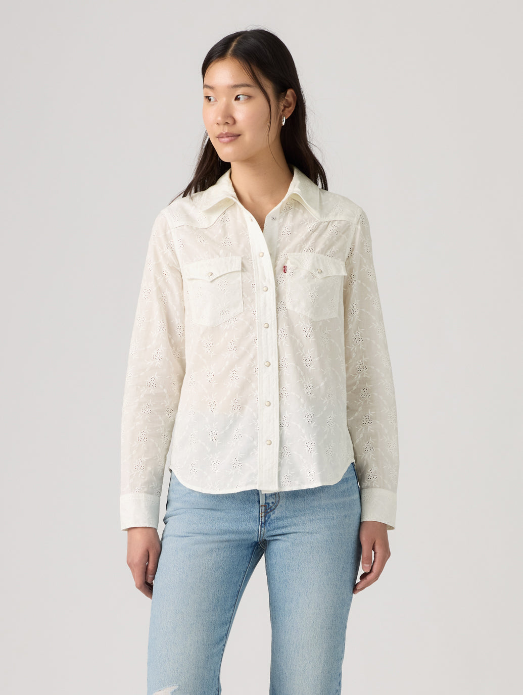 HERITAGE WESTERN EYELET SHIRT CLOUD DANCER