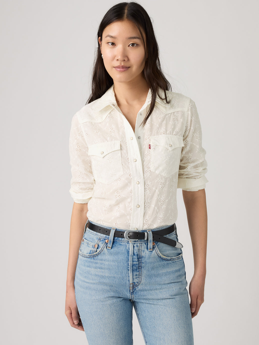 HERITAGE WESTERN EYELET SHIRT CLOUD DANCER