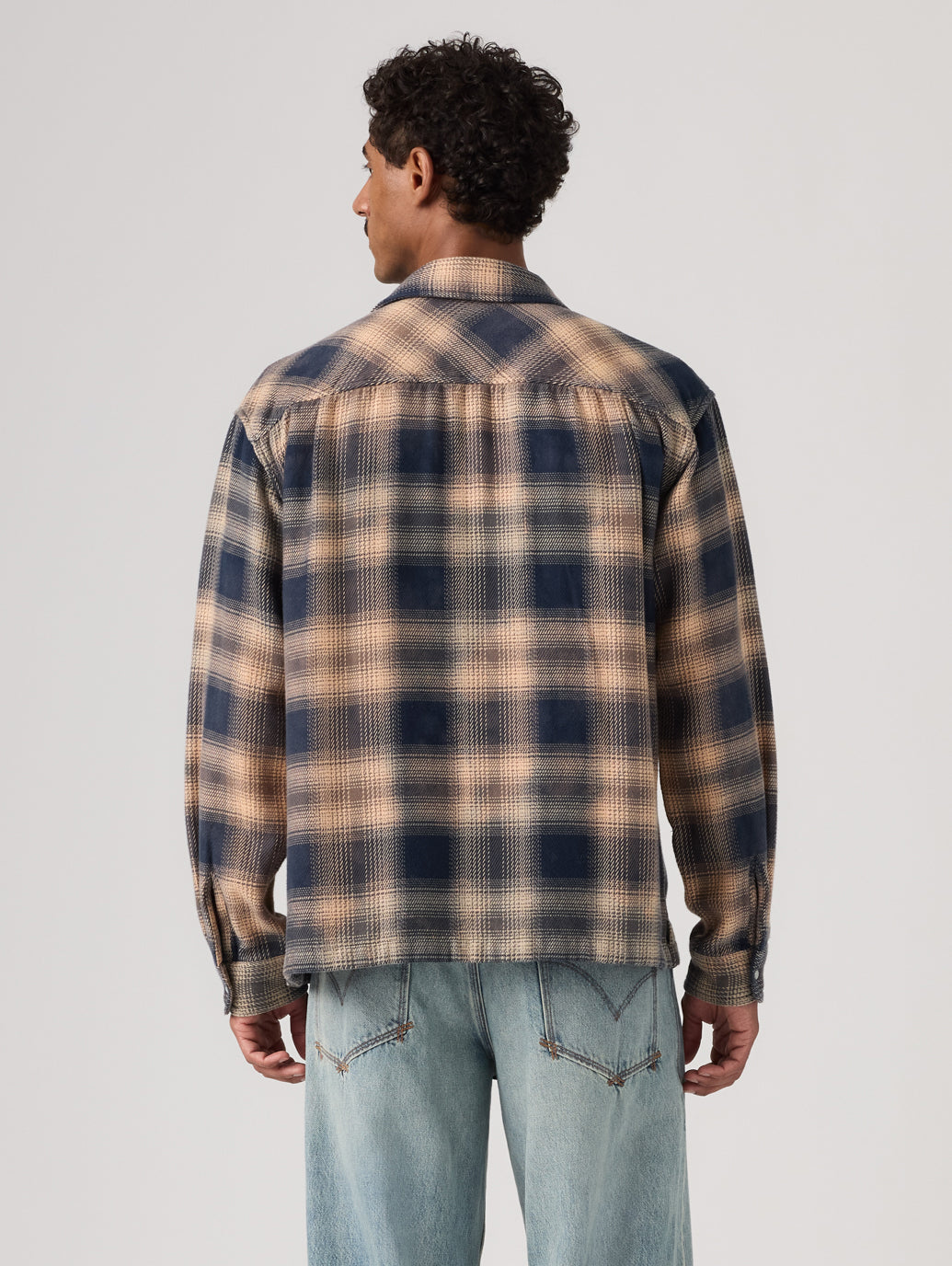 LS BOXY WESTERN PIER 89 PLAID BLUE/CREAM Plaid