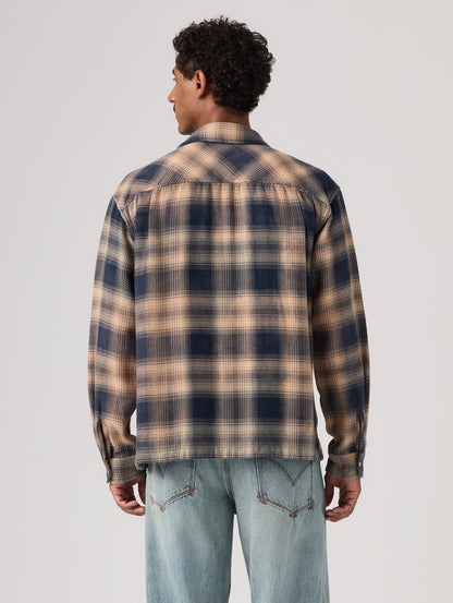 LS BOXY WESTERN PIER 89 PLAID BLUE/CREAM Plaid