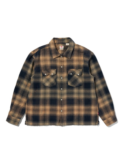 LS BOXY WESTERN PIER 89 PLAID BLUE/CREAM Plaid