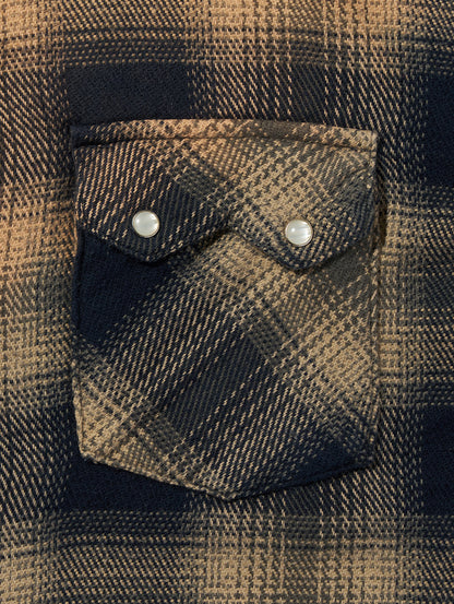 LS BOXY WESTERN PIER 89 PLAID BLUE/CREAM Plaid