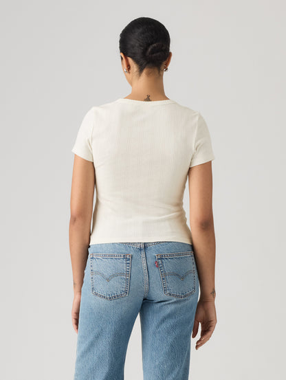 DRY GOODS POINTELLE SS HENLEY EGRET