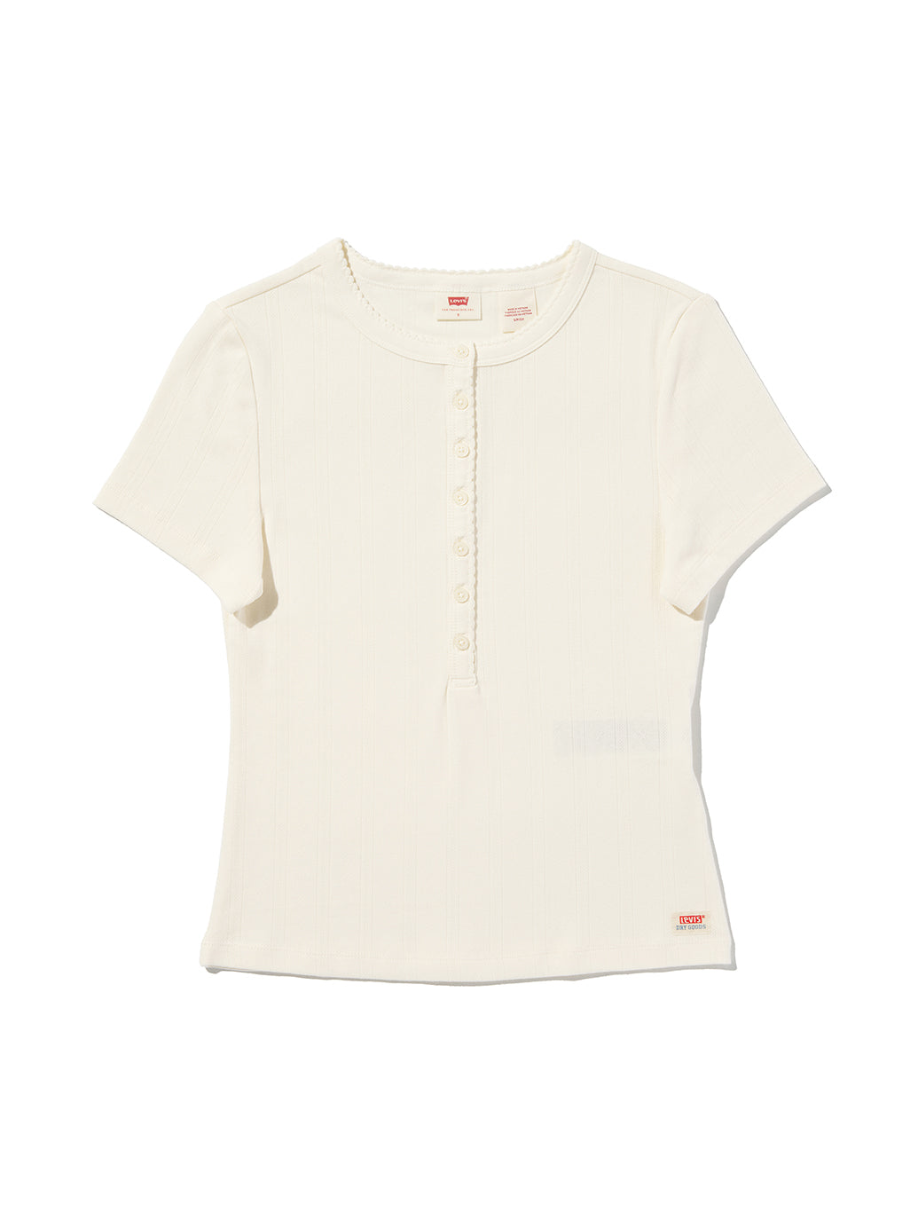 DRY GOODS POINTELLE SS HENLEY EGRET