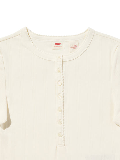 DRY GOODS POINTELLE SS HENLEY EGRET