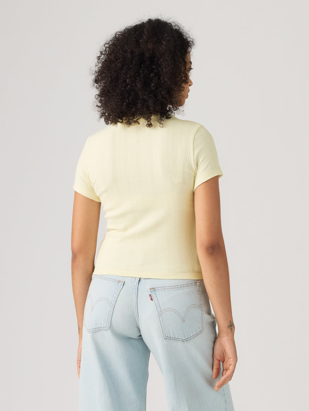 DRY GOODS POINTELLE SS HENLEY PEAR SORBET