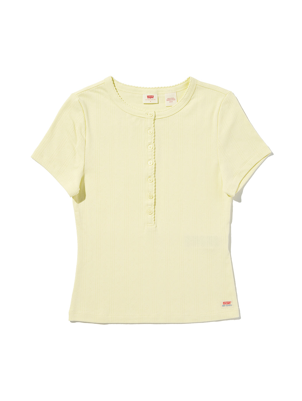DRY GOODS POINTELLE SS HENLEY PEAR SORBET
