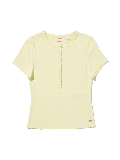 DRY GOODS POINTELLE SS HENLEY PEAR SORBET