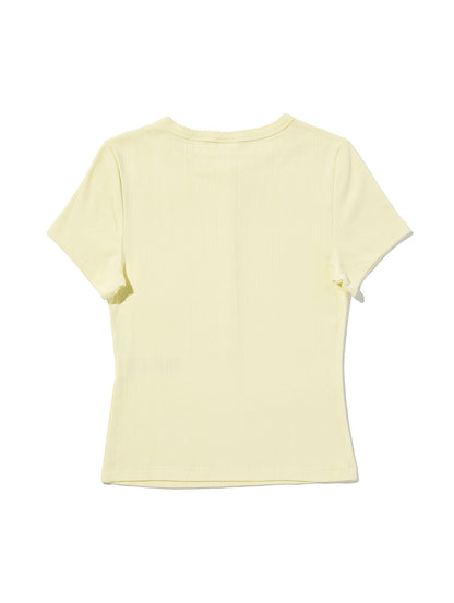 DRY GOODS POINTELLE SS HENLEY PEAR SORBET