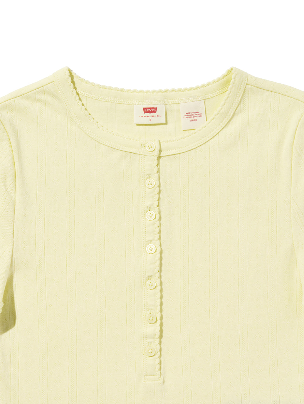DRY GOODS POINTELLE SS HENLEY PEAR SORBET