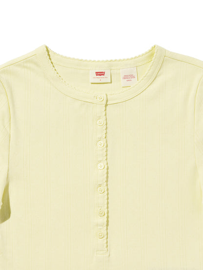 DRY GOODS POINTELLE SS HENLEY PEAR SORBET