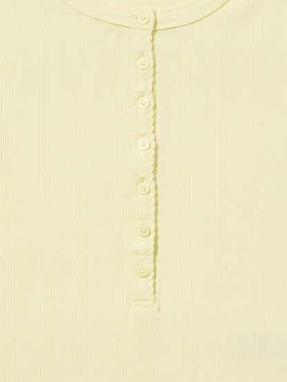 DRY GOODS POINTELLE SS HENLEY PEAR SORBET