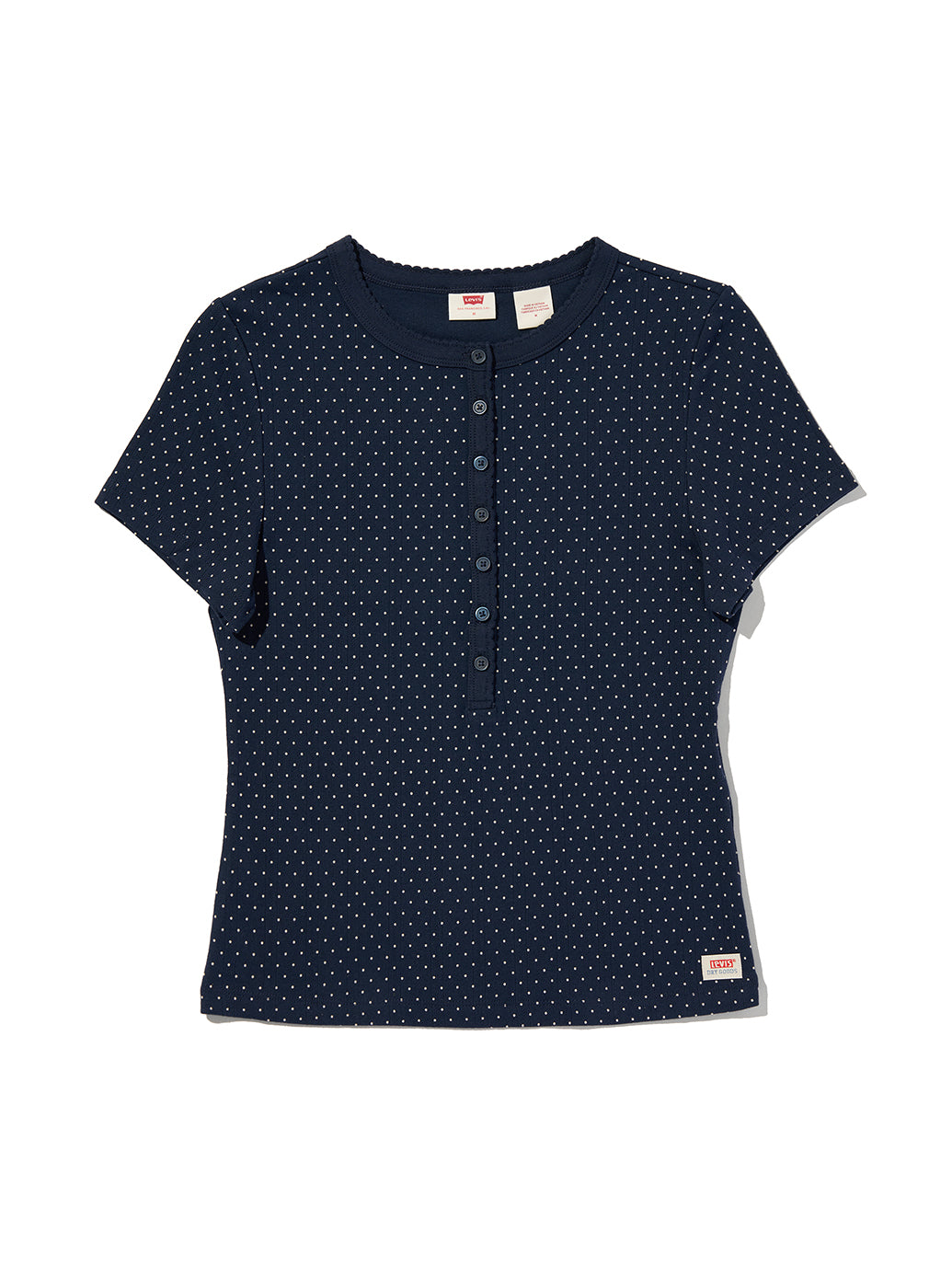 DRY GOODS ポインテール ショートスリーブ ヘンリーネックTシャツ